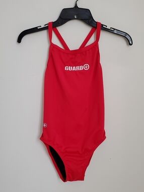 Original Watermen Red Lifeguard One Piece Swimsuit Bathing Suit Crossback